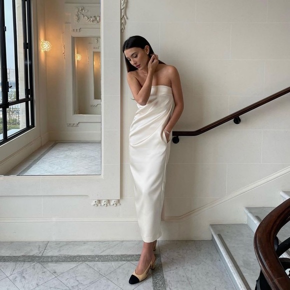 Zara Satin Effect Dress, S, Vanilla - Picture 3 of 8